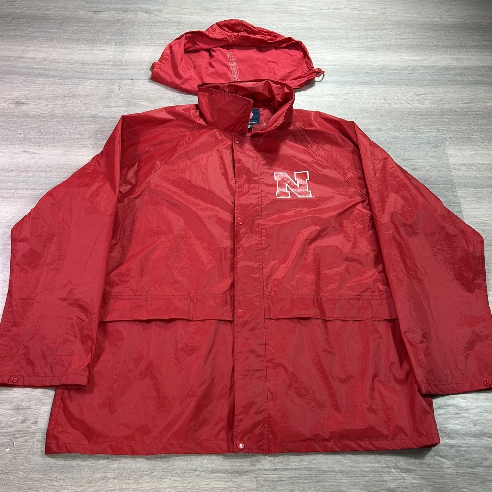 Nebraska Cornhuskers Rain Jacket Mens XL Red‎ NCAA Football G-III Sports Hooded